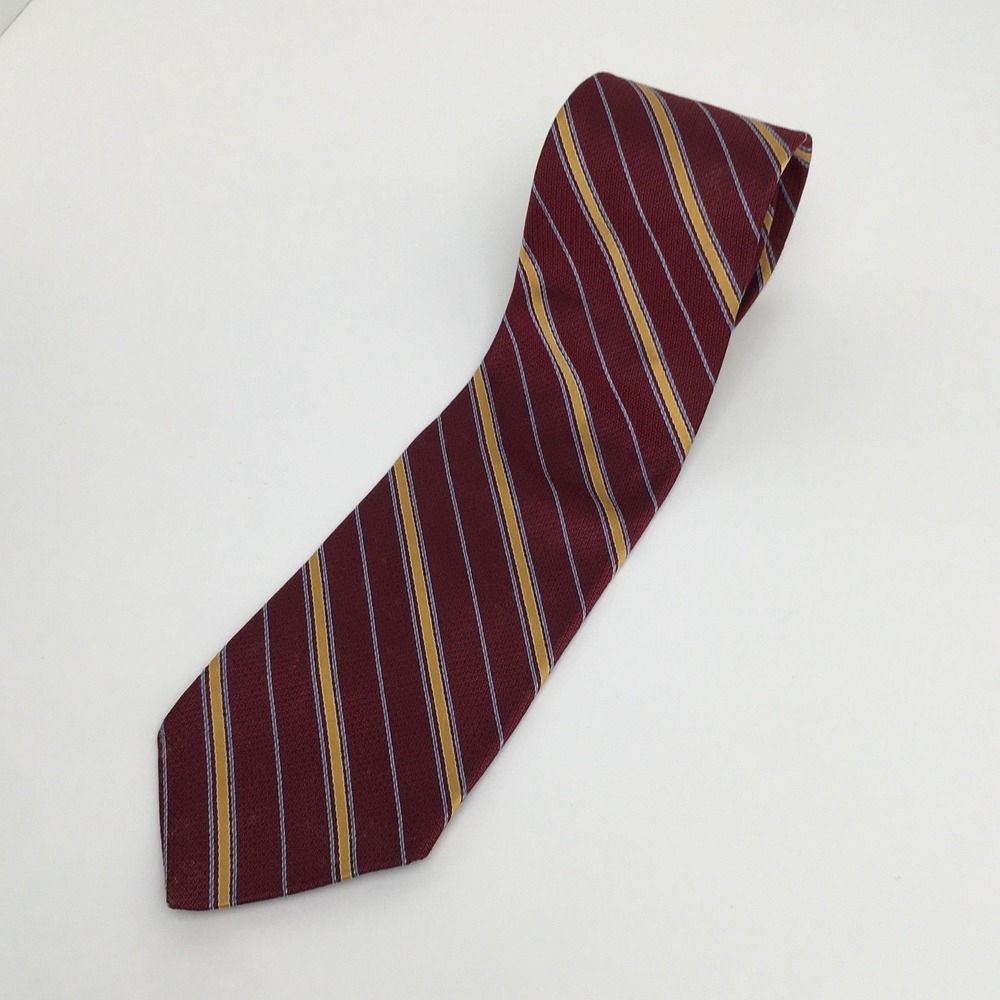 Brooks Brothers 346 Necktie Men One Size Burgundy Gold Striped Pure Silk Tie